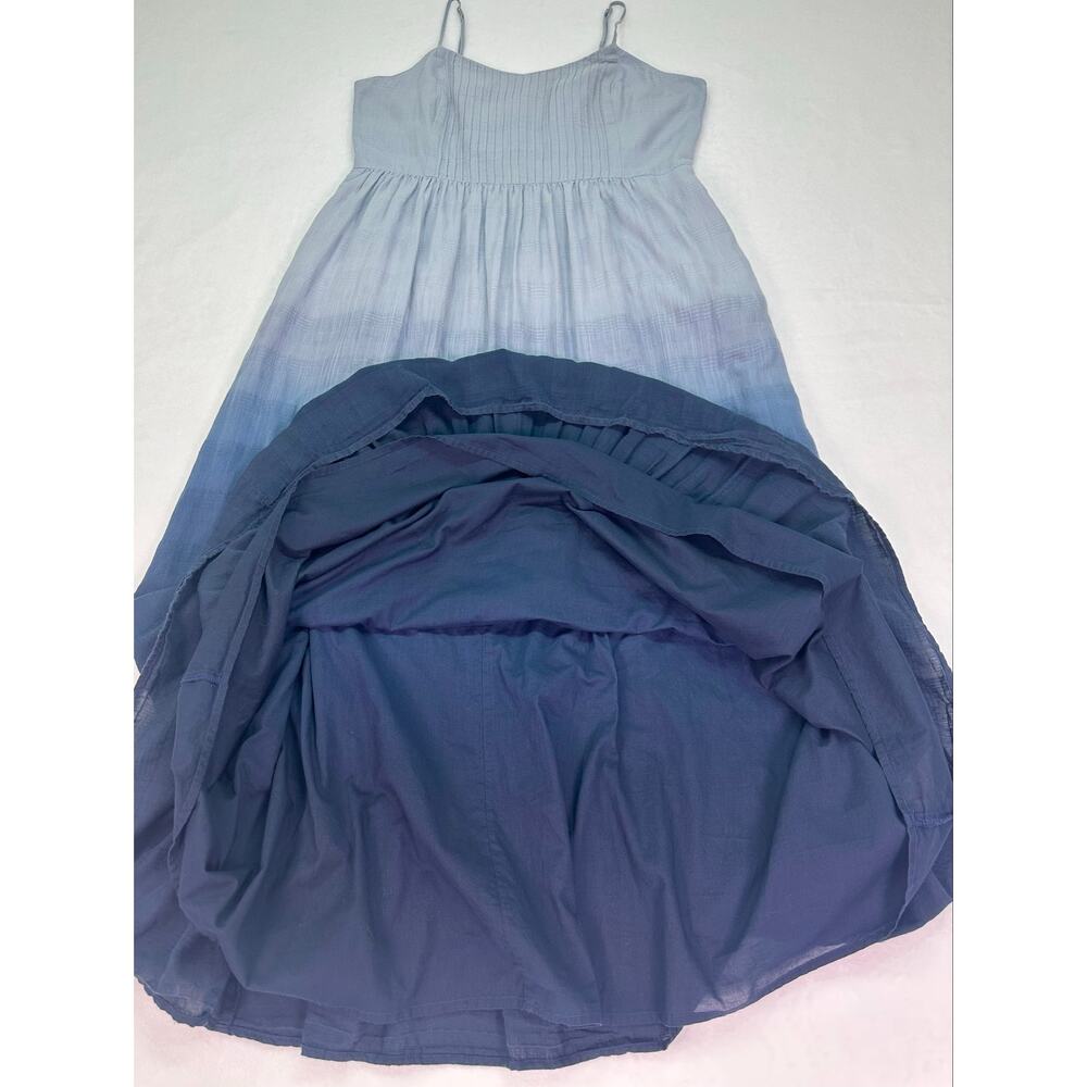 Madewell Blue Ombre Dip Dye Pintuck Cami Ruffle Maxi Dress Size 10 (Medium) - Picture 8 of 12